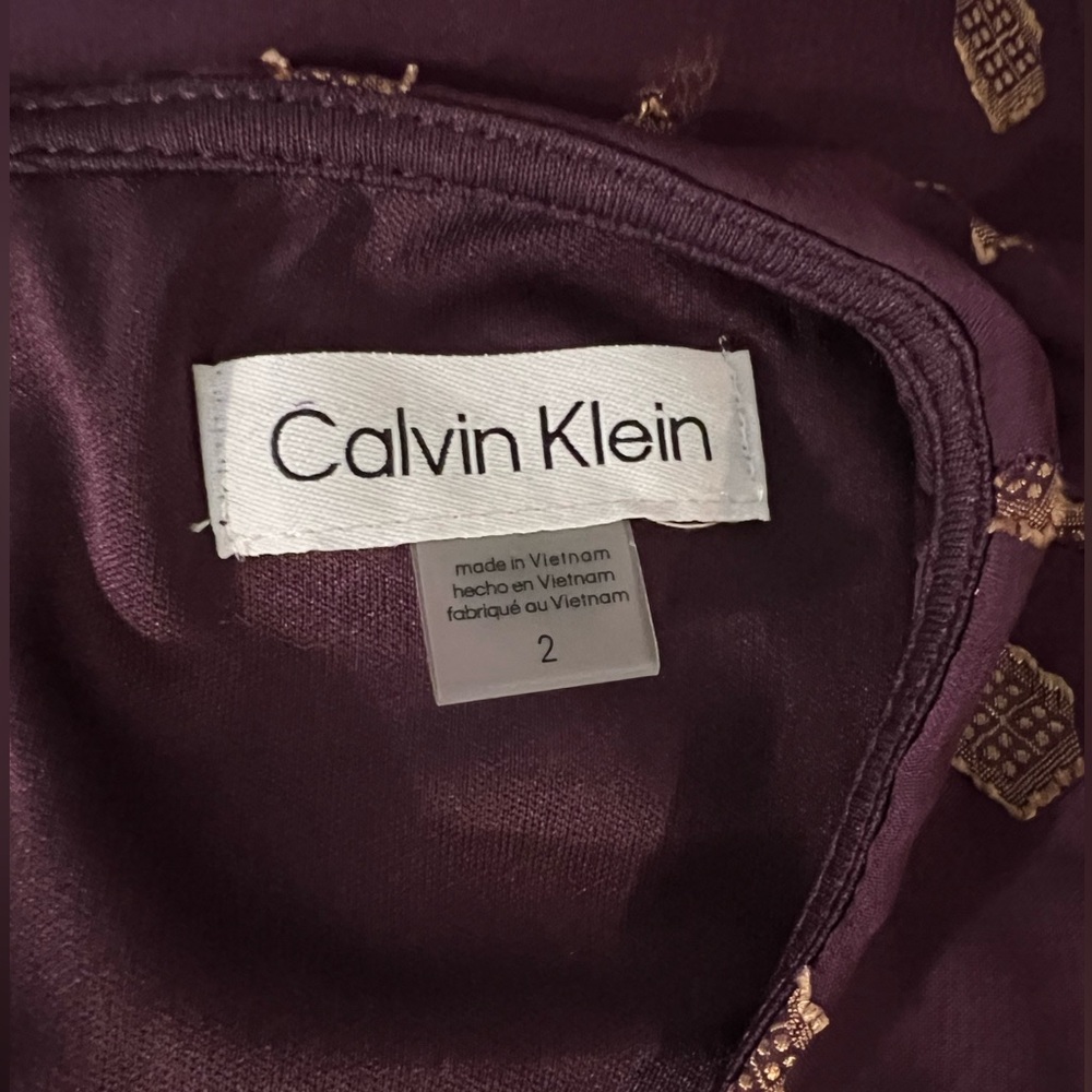 NEW Calvin Klein Womens Metallic Mini Dress with Tie Sleeves S… - Picture 7 of 11